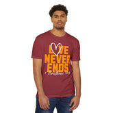 Love Never Ends T-Shirt — 1 Corinthians 13:8 Christian Faith Tee